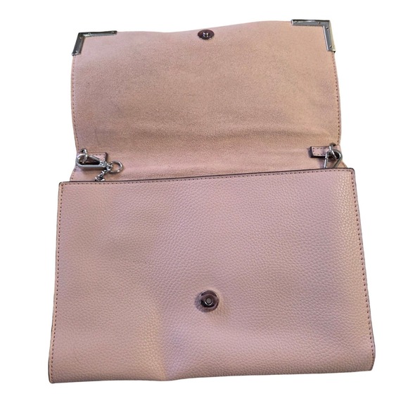 STEVE MADDEN Pink Pebble Leather Foldover Chain Strap Clutch Crossbody Bag - Picture 2 of 6